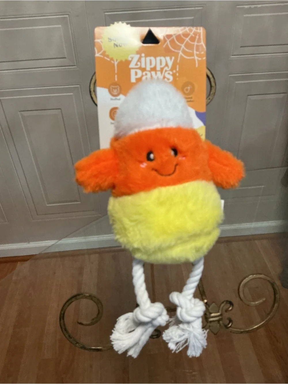 Zippy Paws Interactive Squeaker Dog Toy - Halloween 12” Candy corn With Legs